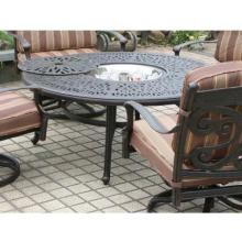 Alfresco Home Farfalla Cast Aluminum Outdoor Lounge Table With Ice Bucket And Fire Pit - 52 Inch Round