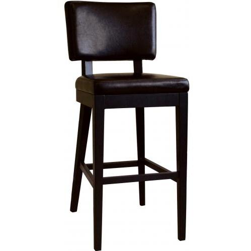 Yale Leather Barstool In Dark Brown