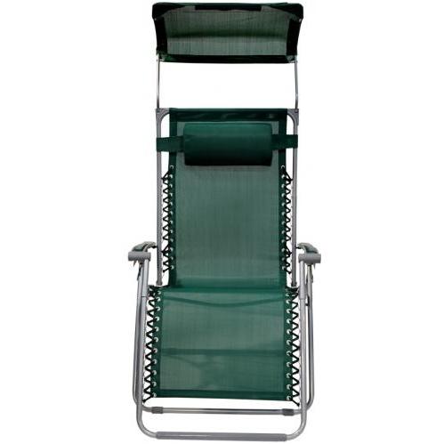 Bliss Hammocks Extra Wide Gravity Free Recliner With Canopy Shade - Green