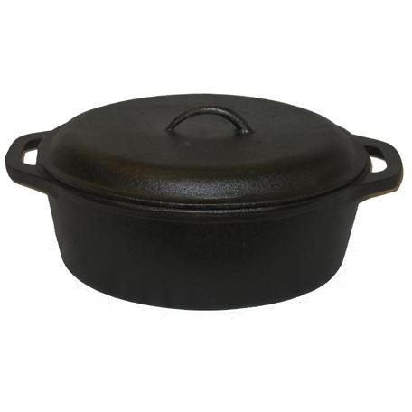 Seasoned Cast Iron Oval Casserole Pot 7 QT