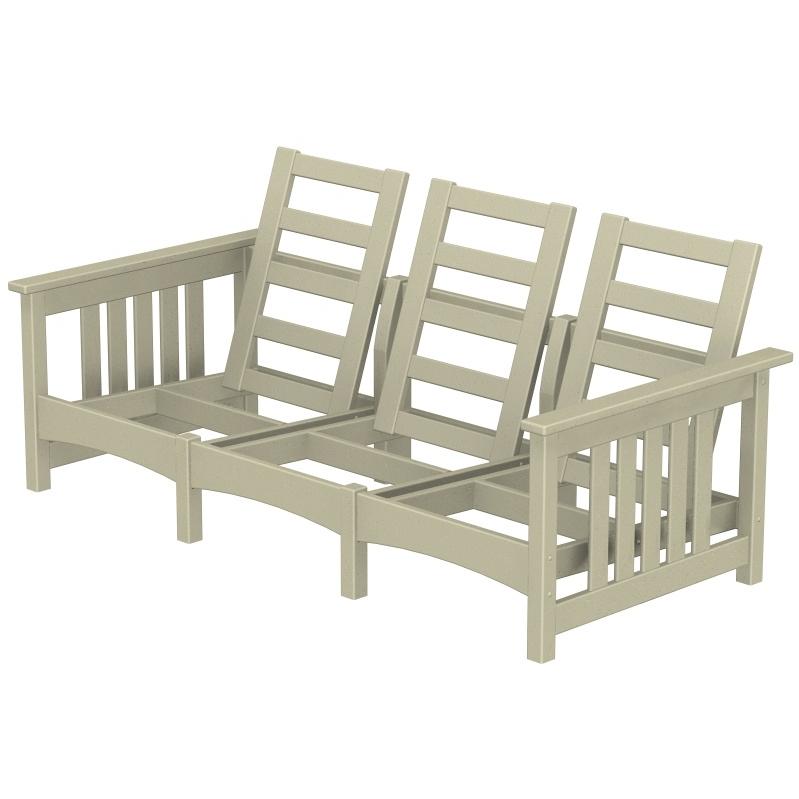 Poly-Wood Recycled Plastic Wood Club Mission Sofa - Cushion Included