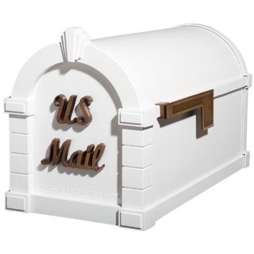 Signature Keystone Series Mailbox - White W/ Antique Bronze