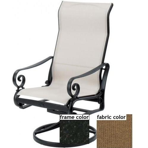 Suncoast Soleil Sling Supreme Swivel Tilt Chair - Ebony Frame And Raku Fabric
