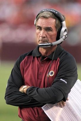 Washington Redskins head coach Mike Shanahan on the sidelines late in the  second quarter against the