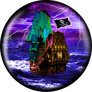 Viz-A-Ball Pirate Skull w Ship Ball Bowling Ball 12 LB