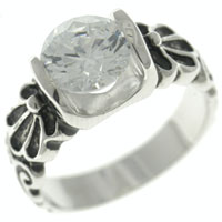 Rings - size 7 round cut cz engraved adorn ring Image.