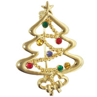 Brooches & Pins - multicolor rhinestone gold tone brooch Image.