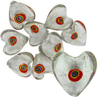 Murano Glass Jewelry - transparent white ice colori heart Image.