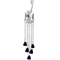 Body Jewelry - amethyst purple cross chandelier belly navel rings Image.
