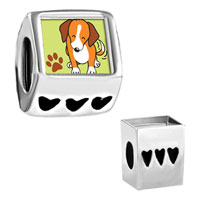 European Beads - beagle dog photo heart european beads Image.