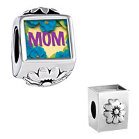 European Beads - mom photo flower european beads Image.