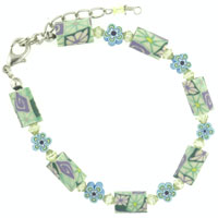 Kids Jewelry - green tropical flower fimo bracelet Image.