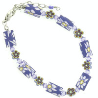 Kids Jewelry - purple tropical flower fimo bracelet Image.