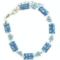 Kids Jewelry - aqua tropical flower fimo bracelet Image.