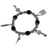 Bracelets - black &amp; silver bead charm necklace Image.