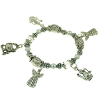 Bracelets - silver tea kettle bead charm necklace Image.