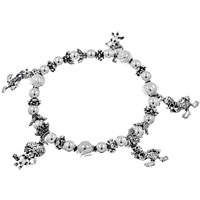 Bracelets - silver duck bead charm necklace Image.