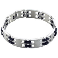 Bracelets - stainless steel with rubber interlinks bracelet Image.