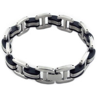 Bracelets - triple center stainless steel link bracelet Image.