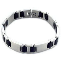 Bracelets - stainless steel and rubber patterned bracelet Image.