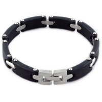 Bracelets - rubber linked stainless steel bracelet Image.
