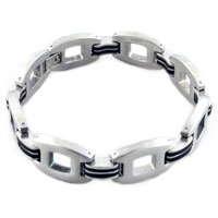 Bracelets - jumbo stainless steel and rubber linked bracelet Image.