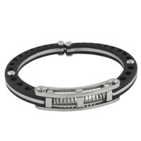 Bracelets - stainless steel black spring cuff bracelet Image.