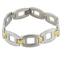 Bracelets - men's single gold tone linked bracelet Image.