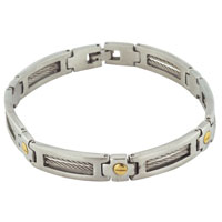 Bracelets - men's single gold tone cross linked bracelet Image.