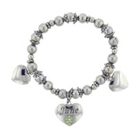 Bracelets - june pearl color heart charm bracelet Image.