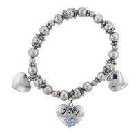 Bracelets - july ruby color heart charm bracelet Image.