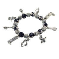 Bracelets - silver tone bead charm bracelet Image.
