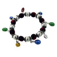 Bracelets - green and blue ladybug charm bracelet Image.