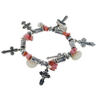 Bracelets - pink cross charm bracelet Image.