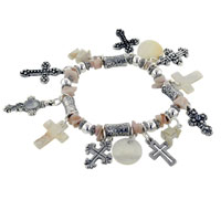 Bracelets - pearl cross charm bracelet Image.