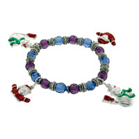 Kids Jewelry - purple snowman and santa charm bracelet Image.