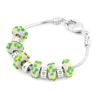  - green murano glass combined with silver tone beads charm Image.