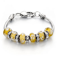  - yellow murano glass combined with silver tone beads charm Image.
