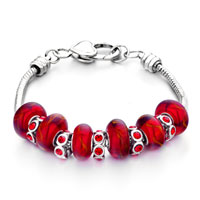 Bracelets - red murano glass combined with silver pandora european beads brx_fa127 Image.