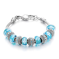  - aquamarine murano glass combined with silver tone beads charm Image.