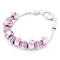  - pink murano glass and silver tone beads charm Image.