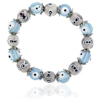 Murano Glass Jewelry - pale blue evil eye murano glass necklace Image.