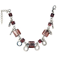 Bracelets - purple square murano glass bracelet Image.