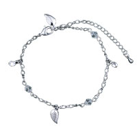 Bracelets - maroon heart and silver tone sphere necklace Image.
