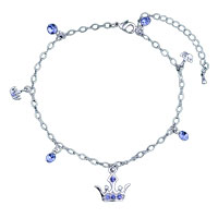 Bracelets - dangle crystal and crown bracelet charm Image.