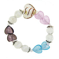 Bracelets - murano glass multi color glass heart necklace Image.