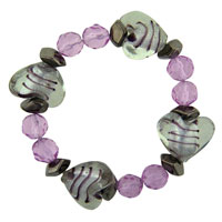 Bracelets - murano glass heart glass pink necklace Image.