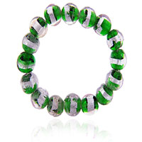 Bracelets - round pink and green beads murano glass necklace Image.