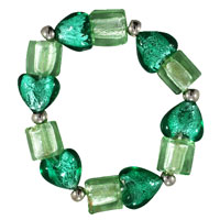 Bracelets - green heart and square murano glass necklace Image.