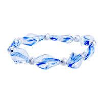 Bracelets - sea blue helix beads murano glass bracelet Image.